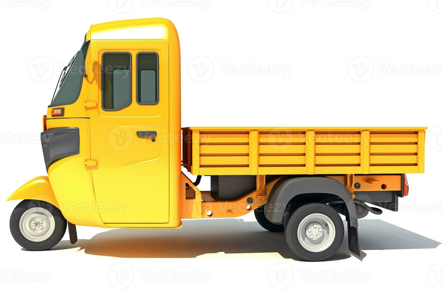 Mini Truck Pick Up Rickshaw 3D rendering on white background photo