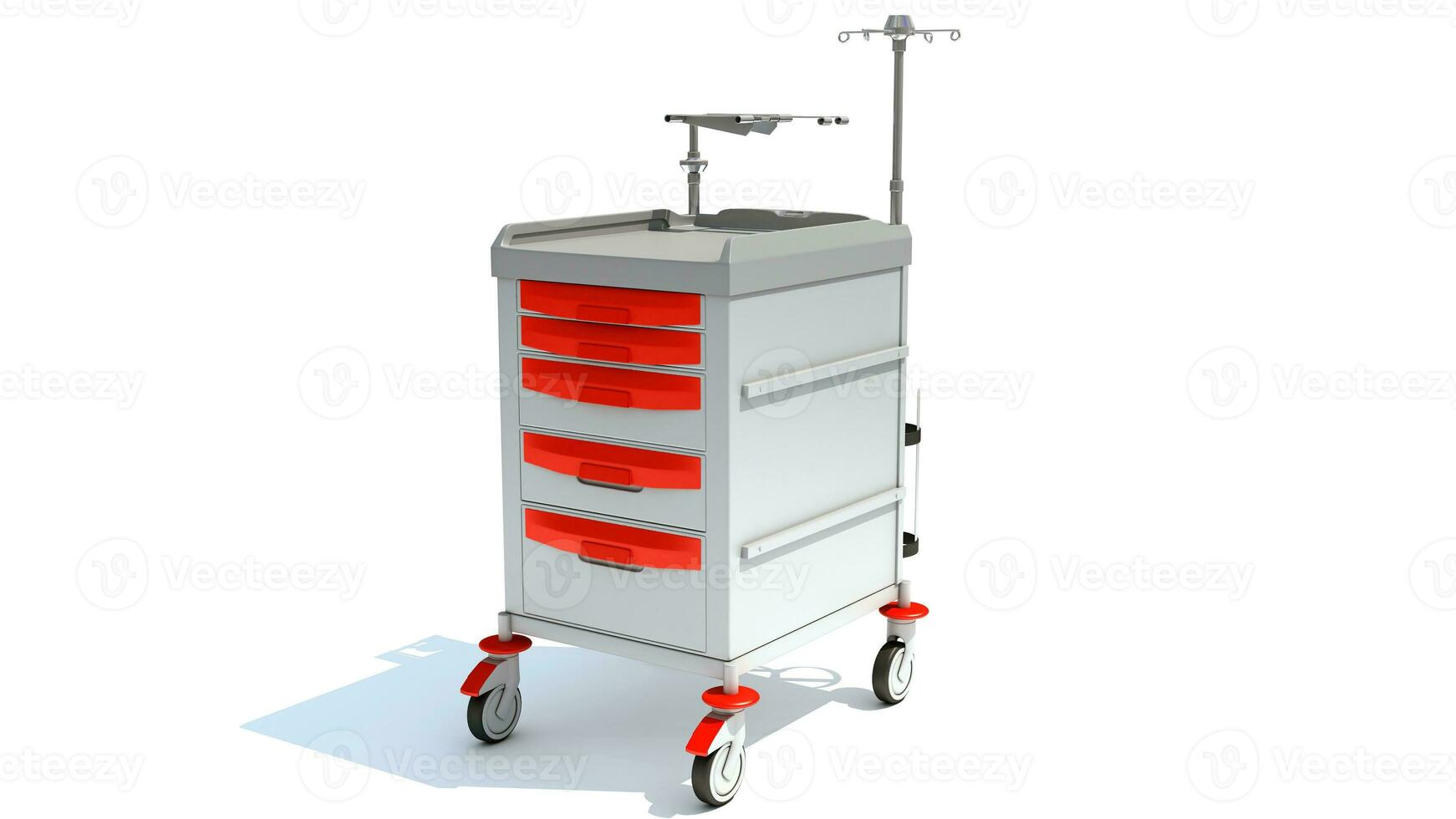 Cleaning Trolley medical equipment table 3D rendering on white background photo