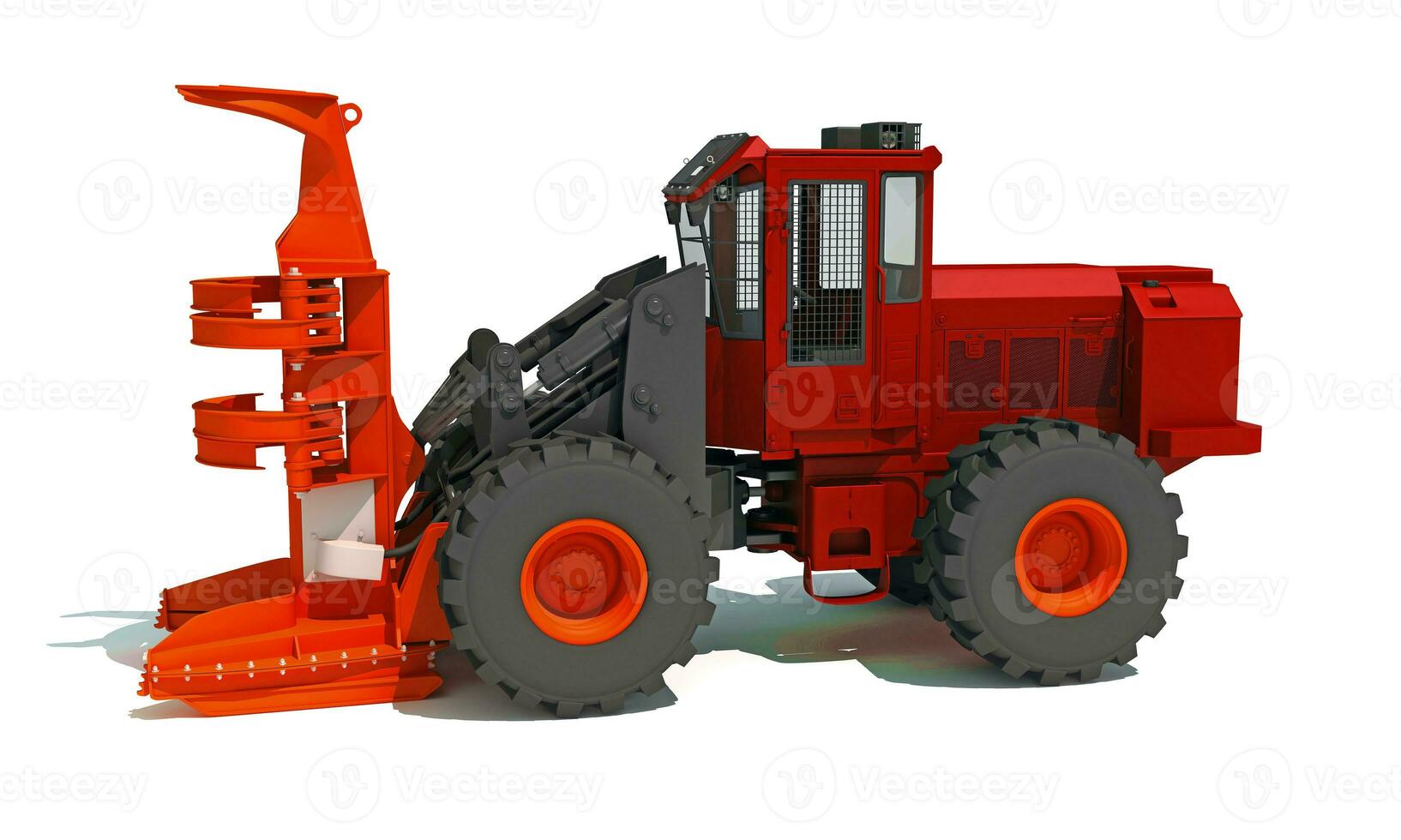 Wheeled Feller Buncher 3D rendering on white background photo