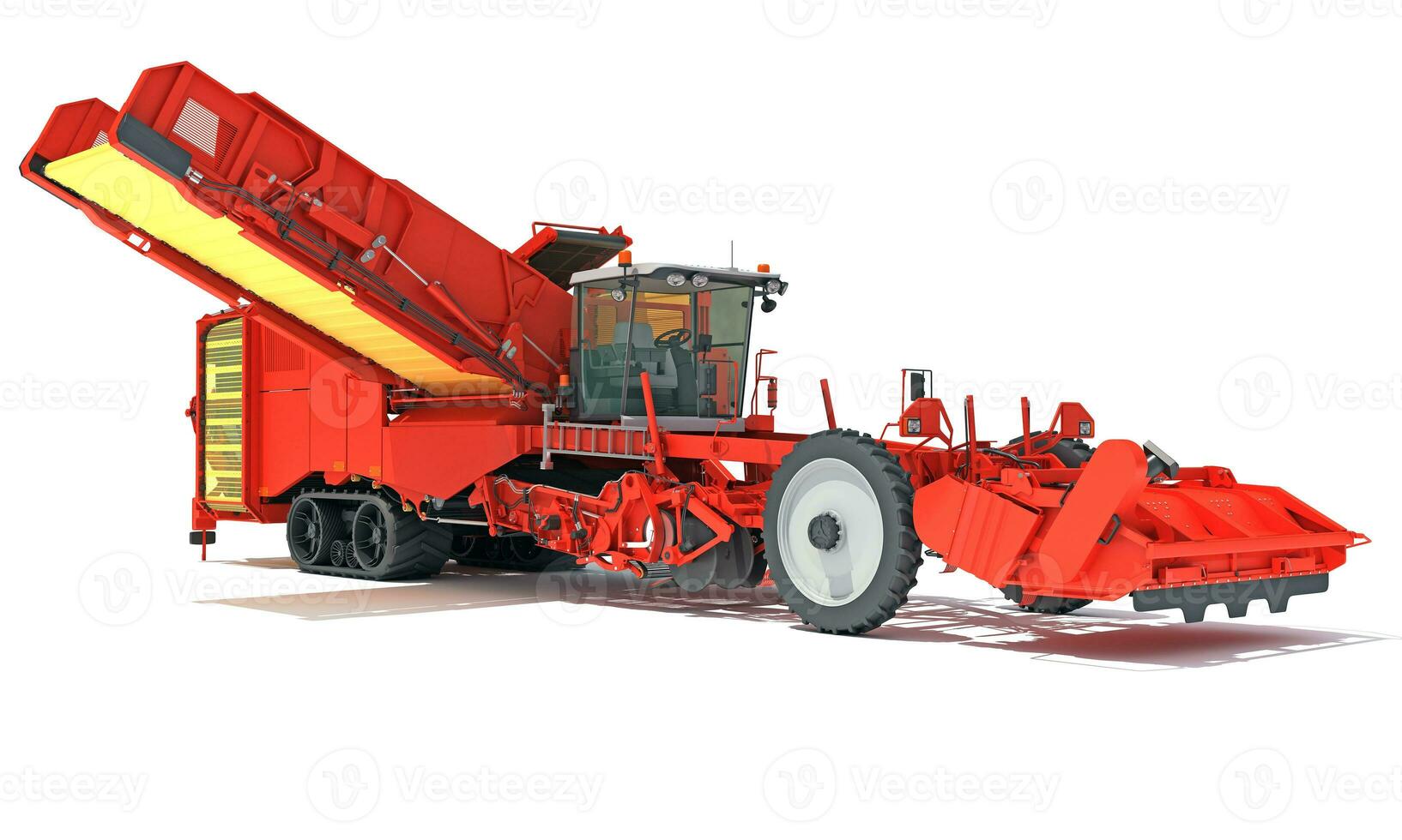 Potato Combine Harvester farm equipment 3D rendering on white background photo