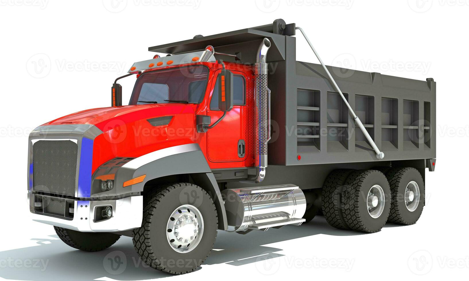 Dump Truck 3D rendering heavy construction machinery on white background photo