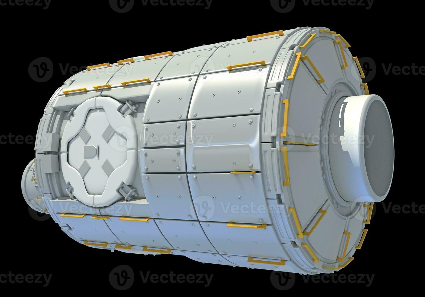 Service Module of ISS International Space Station 3D rendering on black background photo