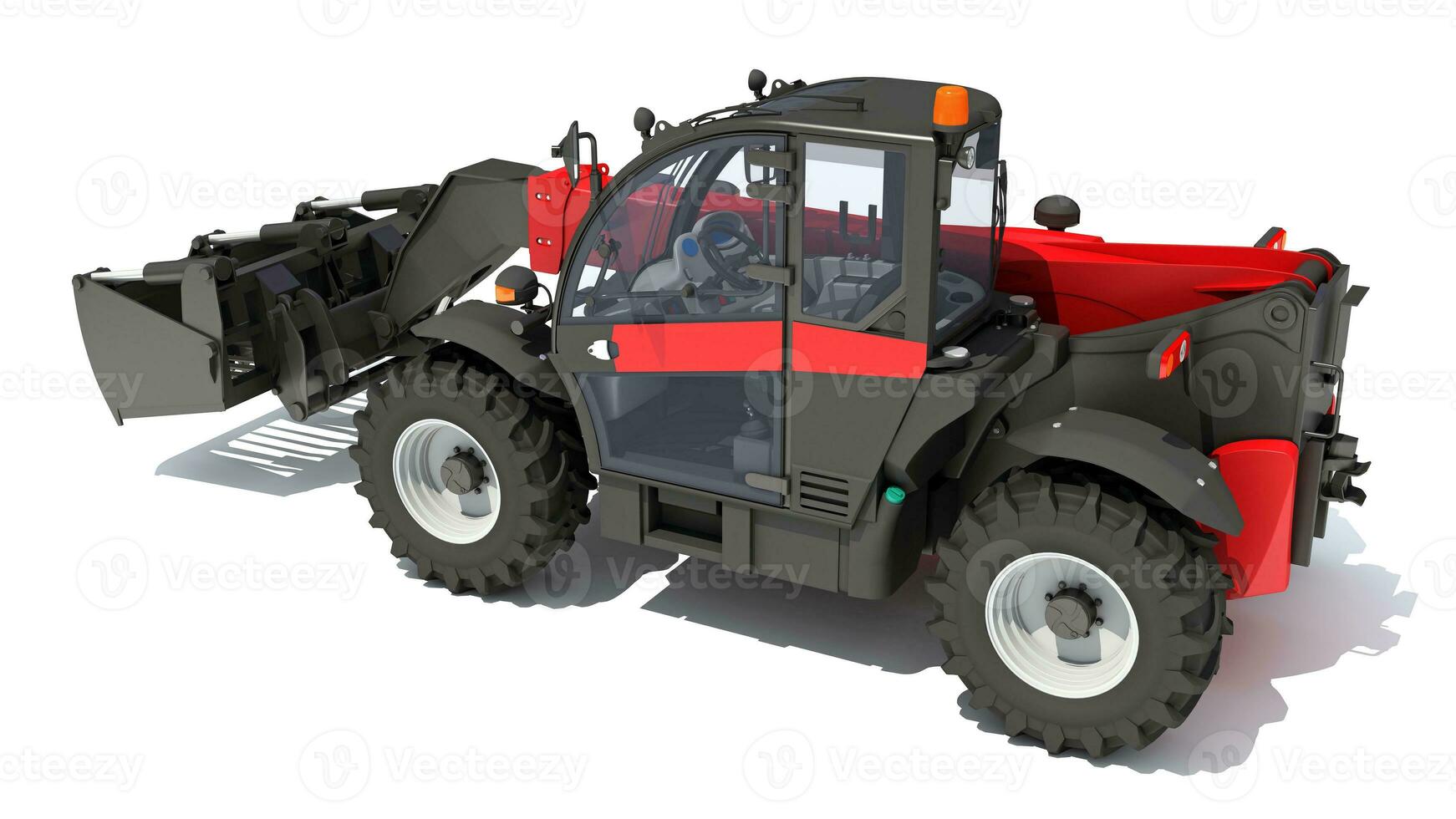 Telehandler heavy construction machinery 3D rendering on white background photo