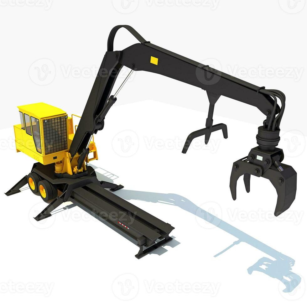 Forest Machine Loader 3D rendering on white background photo