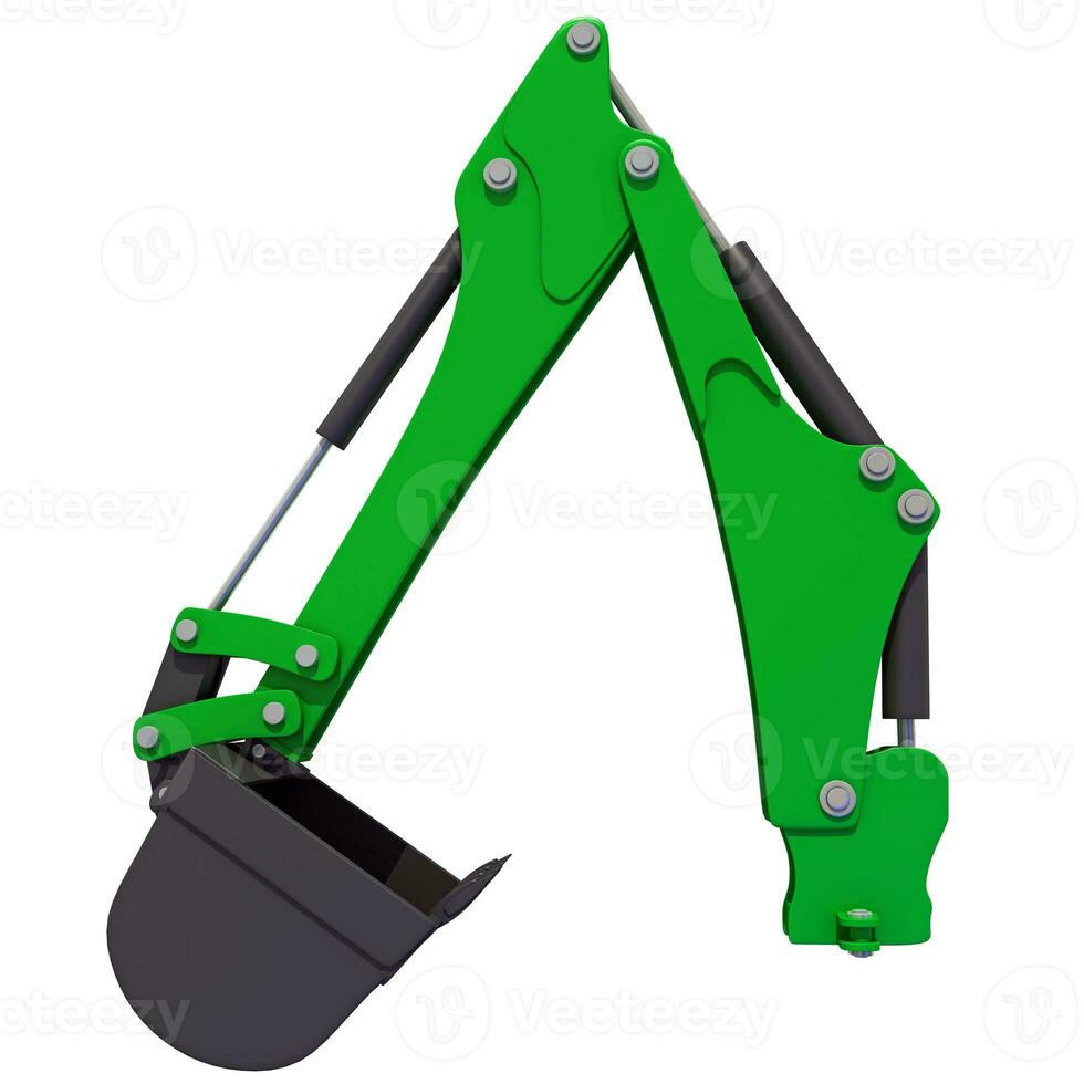 Excavator Shovel Crane Arm 3D rendering on white background photo