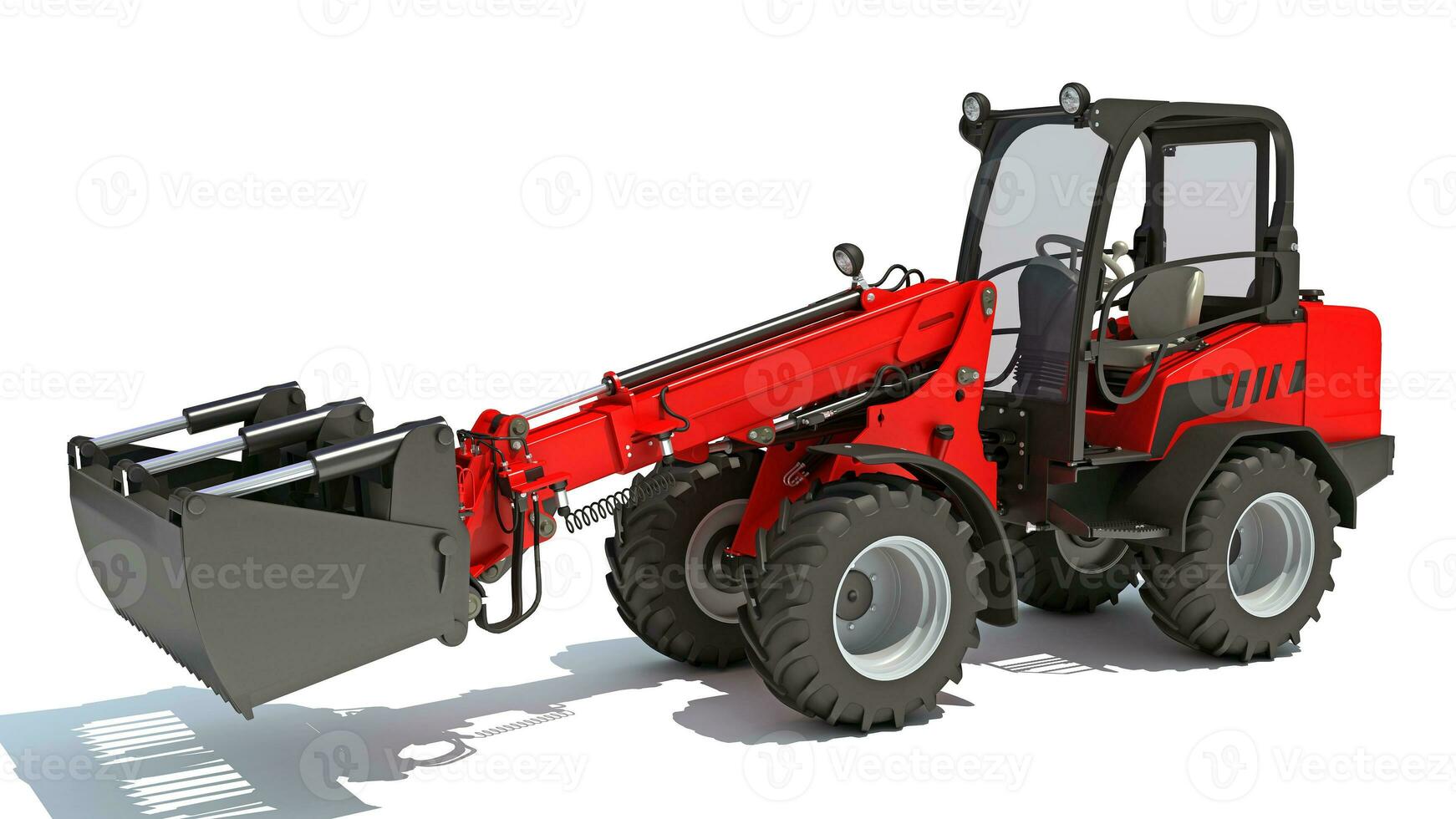 Telehandler heavy construction machinery 3D rendering on white background photo