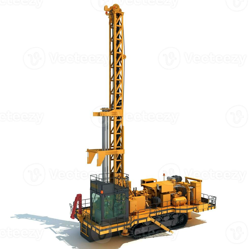 Drilling Rig heavy construction machinery 3D rendering on white background photo