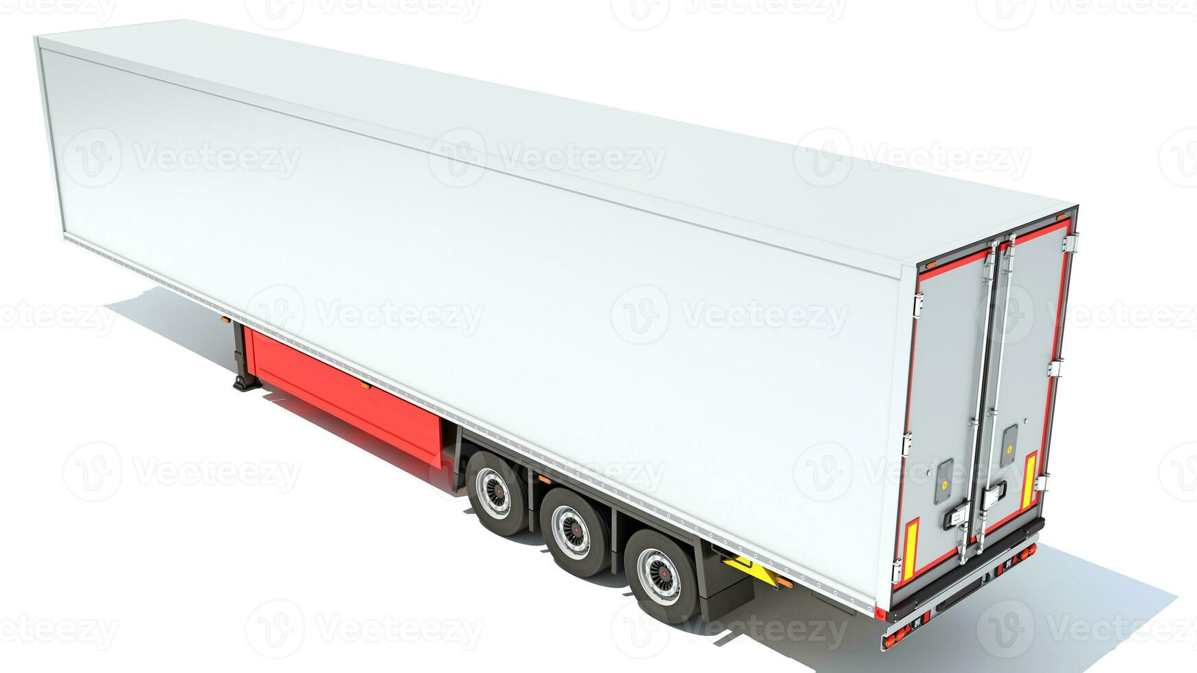 Reefer Refrigerator Trailer 3D rendering on white background photo