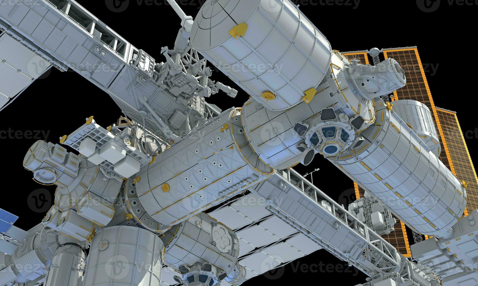 International Space Station ISS 3D rendering on black background photo