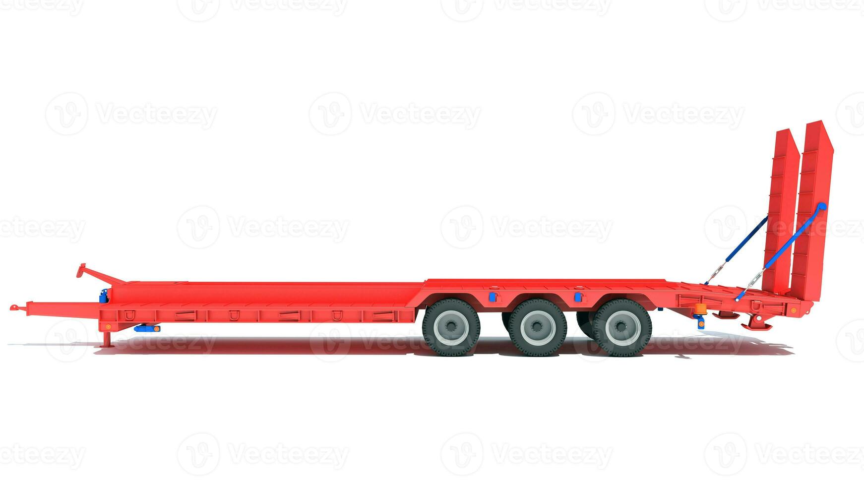 Low Loader Platform Trailer 3D rendering on white background photo