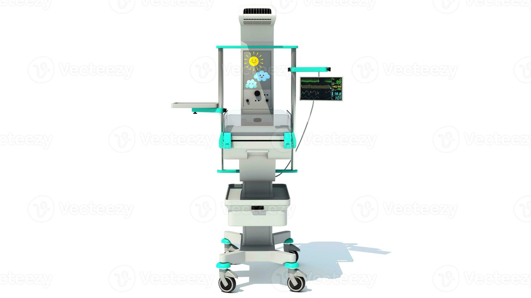 Anesthesia Respiratory Workstation Trolley medical equipment 3D rendering on white background photo