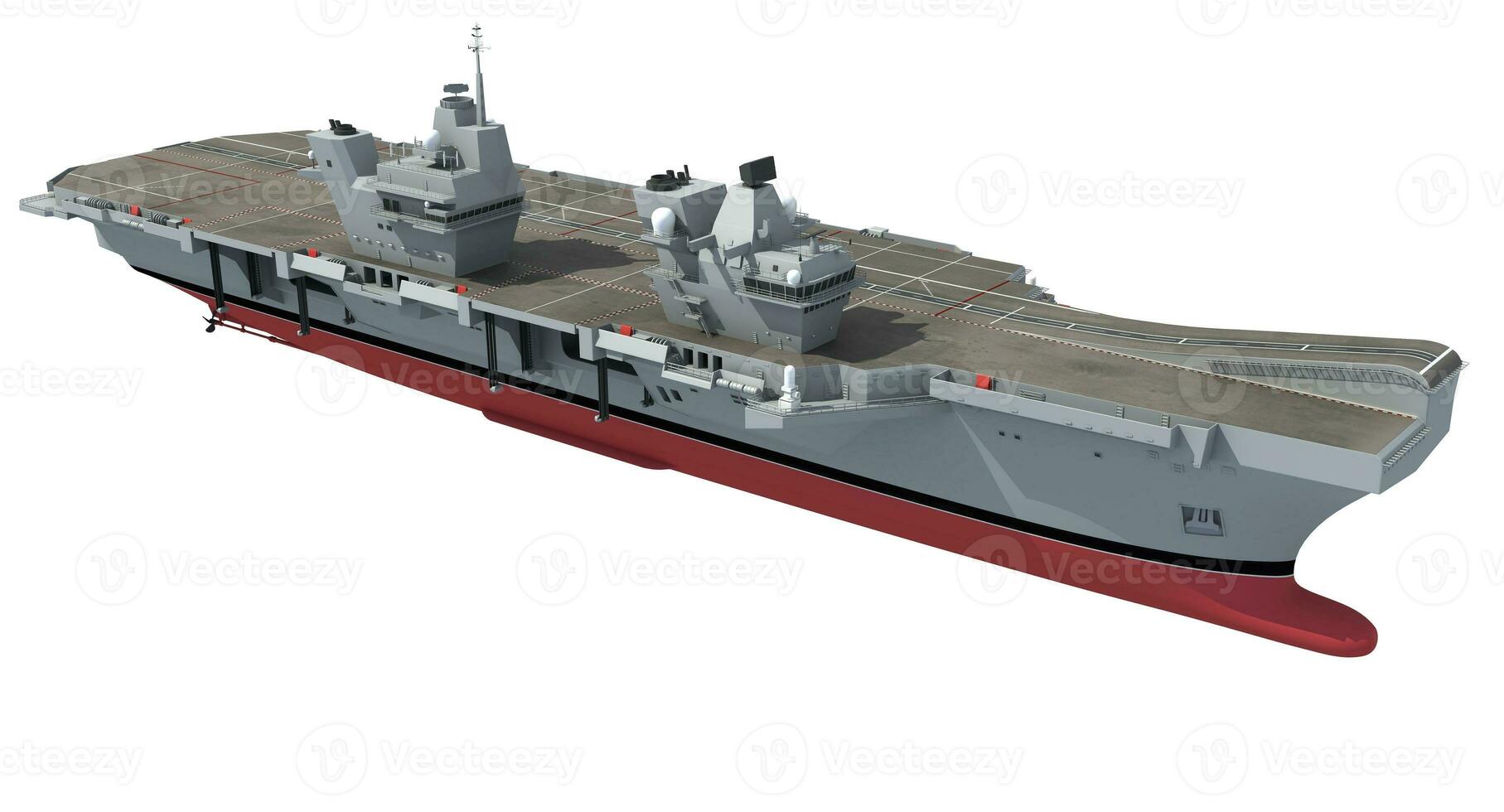 Aircraft Carrier military vessel 3D rendering ship on white background photo