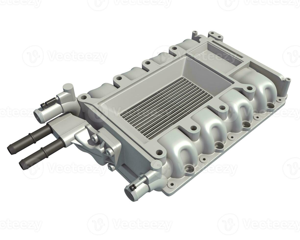 Engine Intake Manifold 3D rendering on white background photo