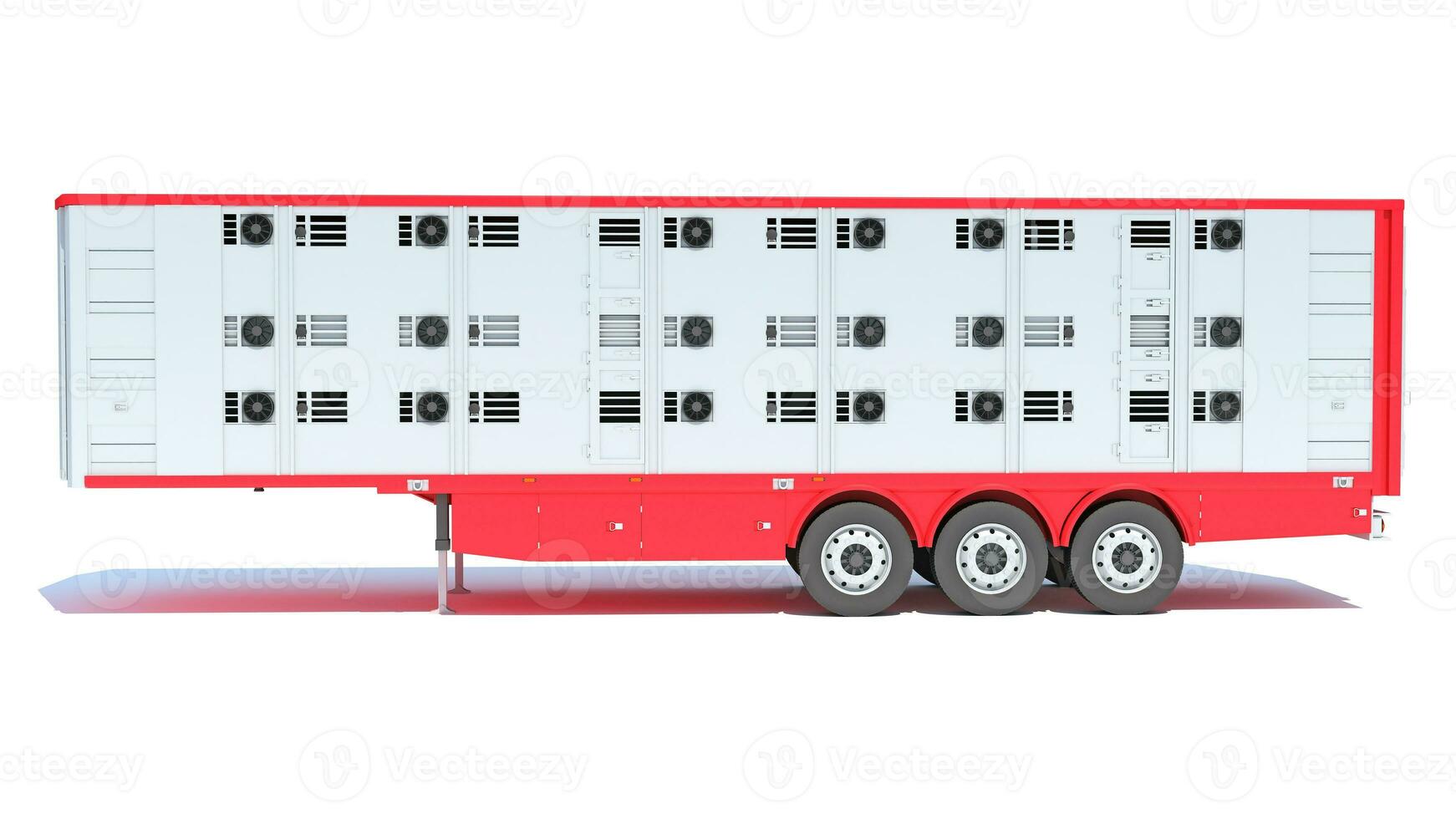 Cattle Animal Transporter semi trailer 3D rendering on white background photo