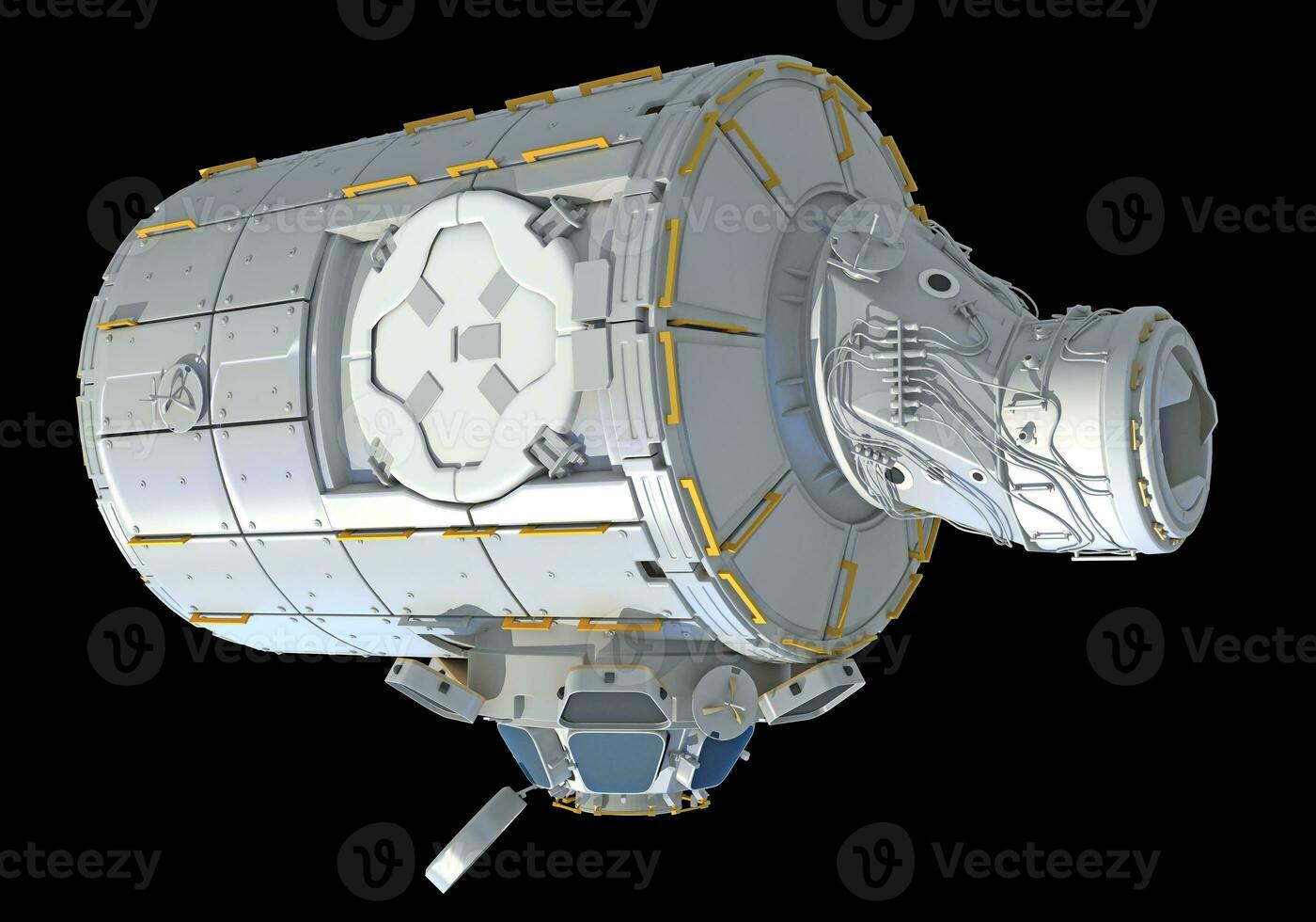 Service Module of ISS International Space Station 3D rendering on black background photo