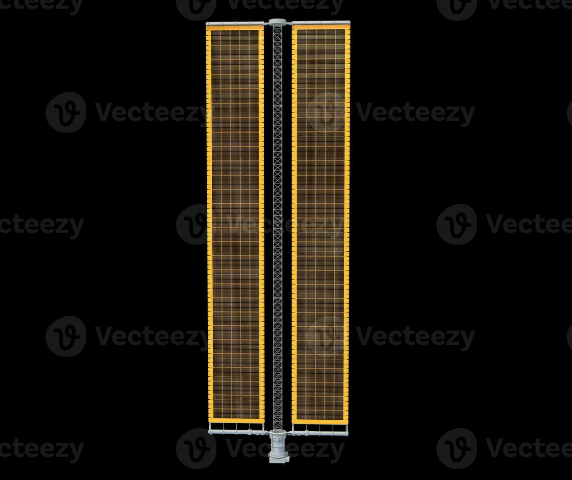 Solar Array Panel 3D rendering on black background photo