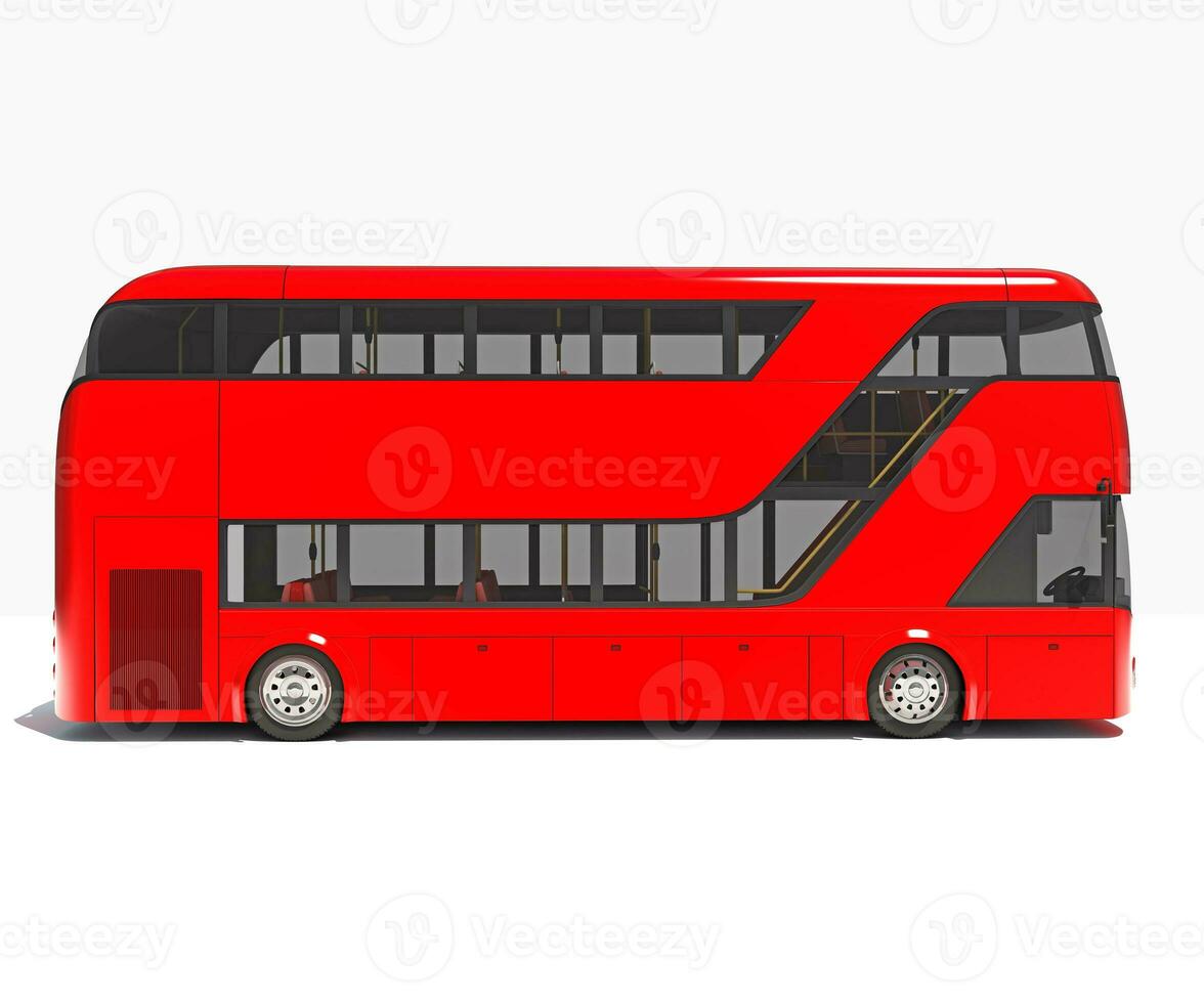 Double Decker City Bus 3D rendering on white background photo