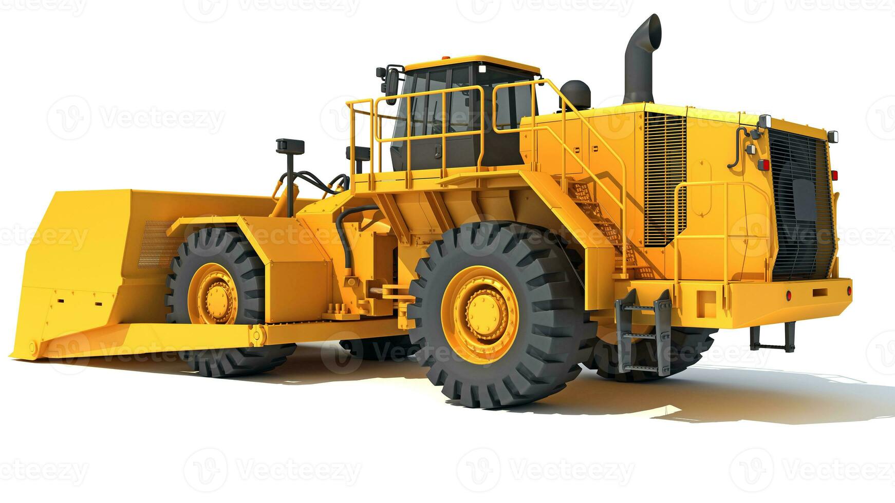 Wheel Dozer heavy construction machinery 3D rendering on white background photo