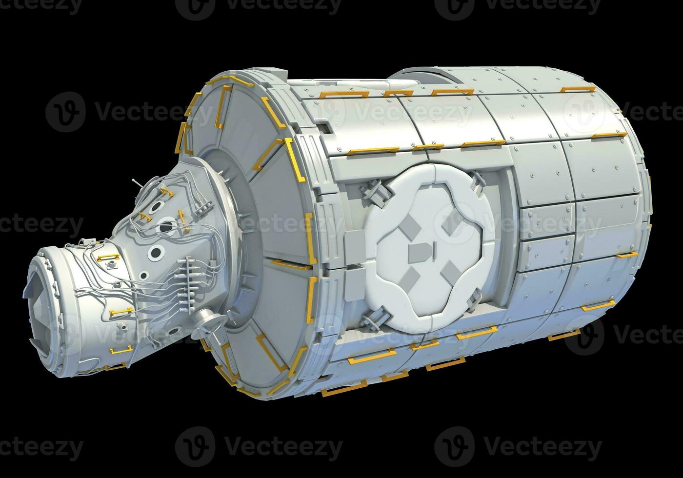 Service Module of ISS International Space Station 3D rendering on black background photo