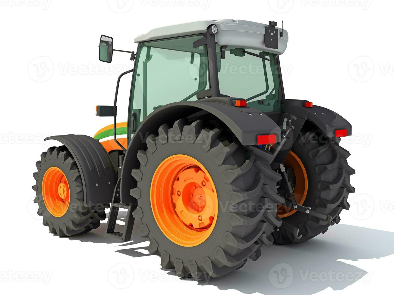 Farm Tractor 3D rendering on white background photo