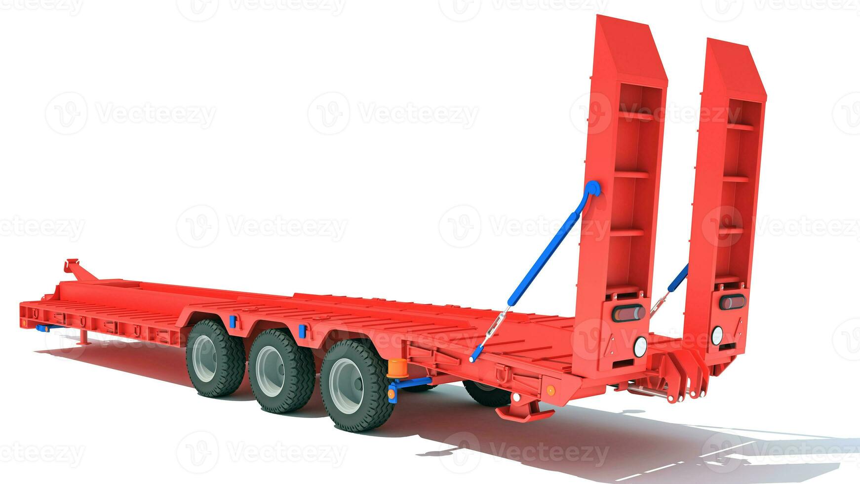 Low Loader Platform Trailer 3D rendering on white background photo