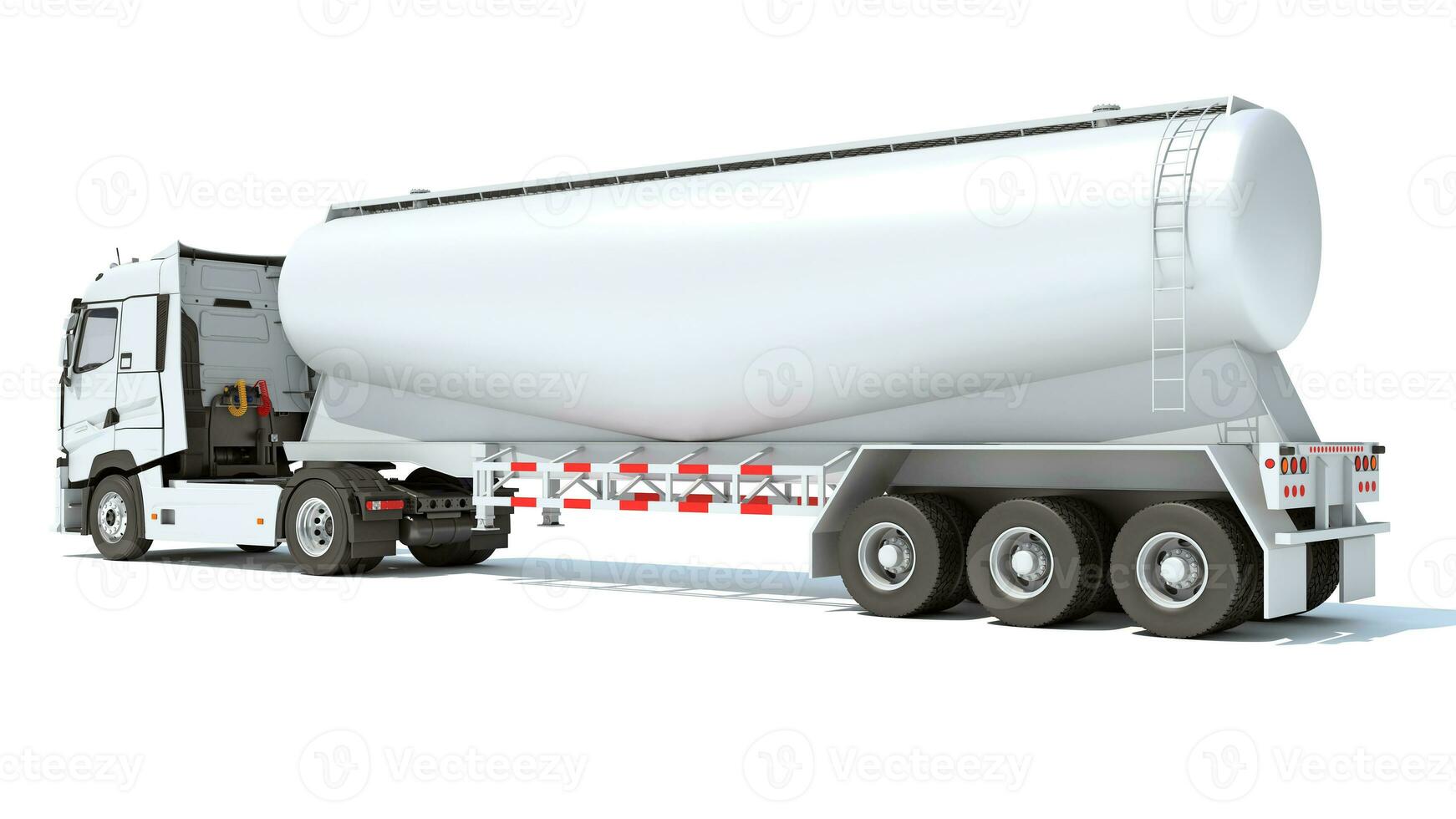 Truck with Tank Trailer 3D rendering on white background photo