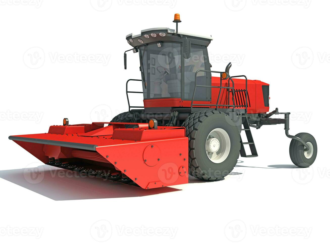Farm Swather Windrower Harvester 3D rendering on white background photo