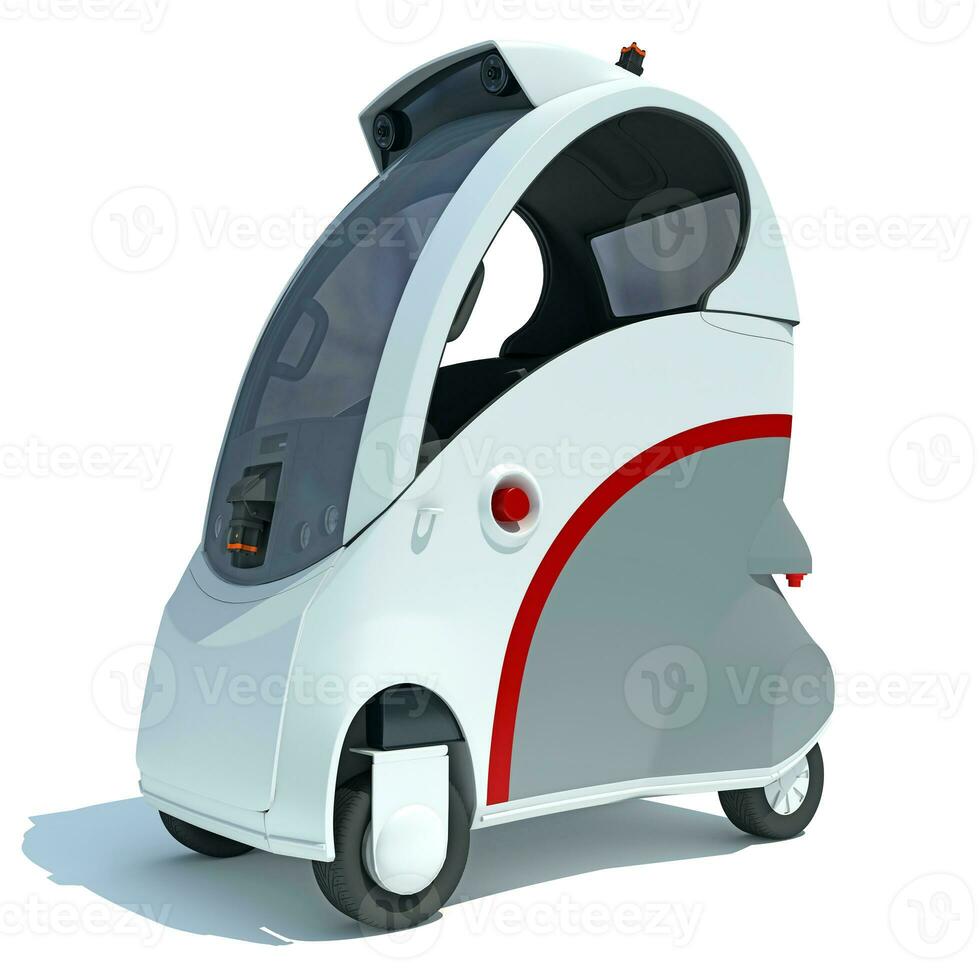 Robot Future Car 3D rendering on white background photo