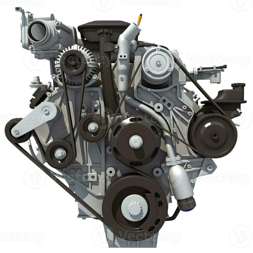 V8 Car Engine 3D rendering on white background photo