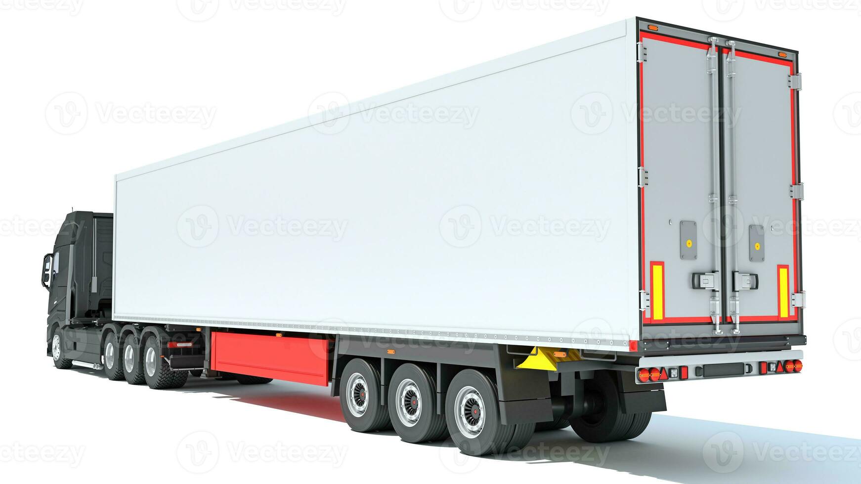 Truck with Refrigerator Trailer 3D rendering on white background photo