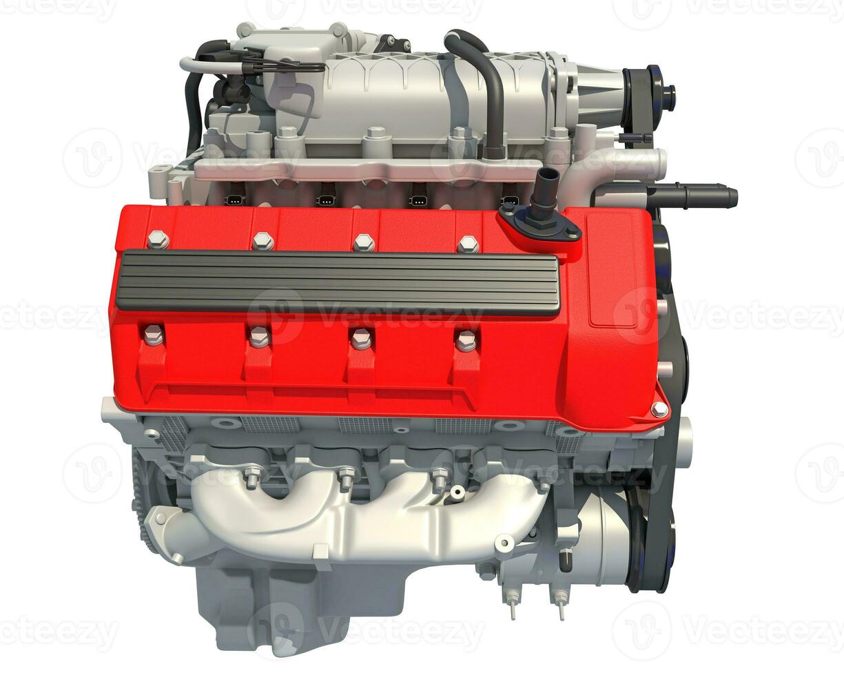 V8 Car Engine 3D rendering on white background photo