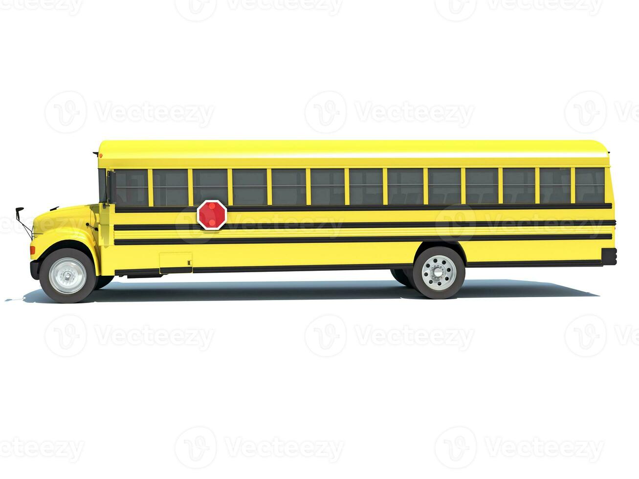 School Bus 3D rendering on white background photo