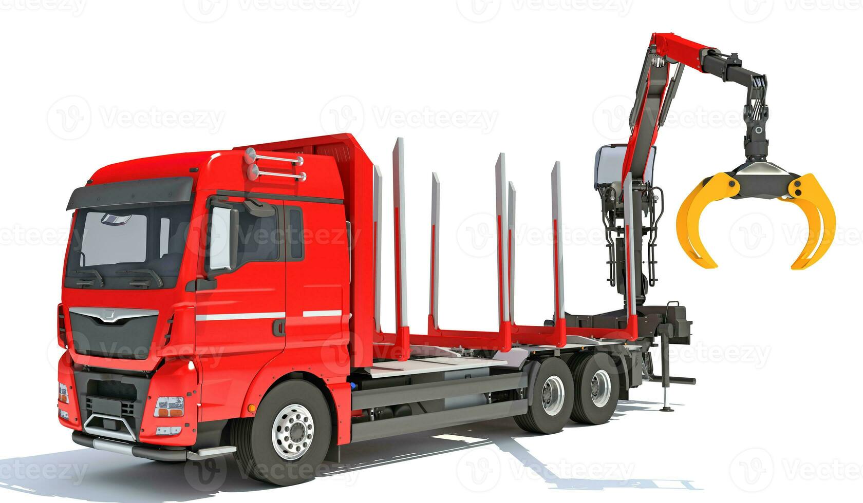 Forestry Logging Truck 3D rendering on white background photo