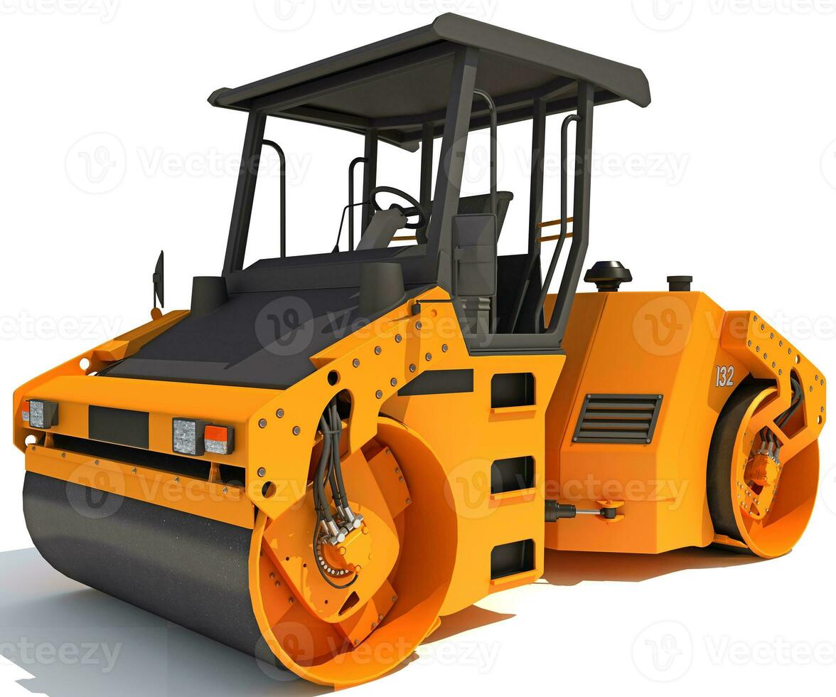 Compact Tandem Vibratory Road Roller 3D rendering photo