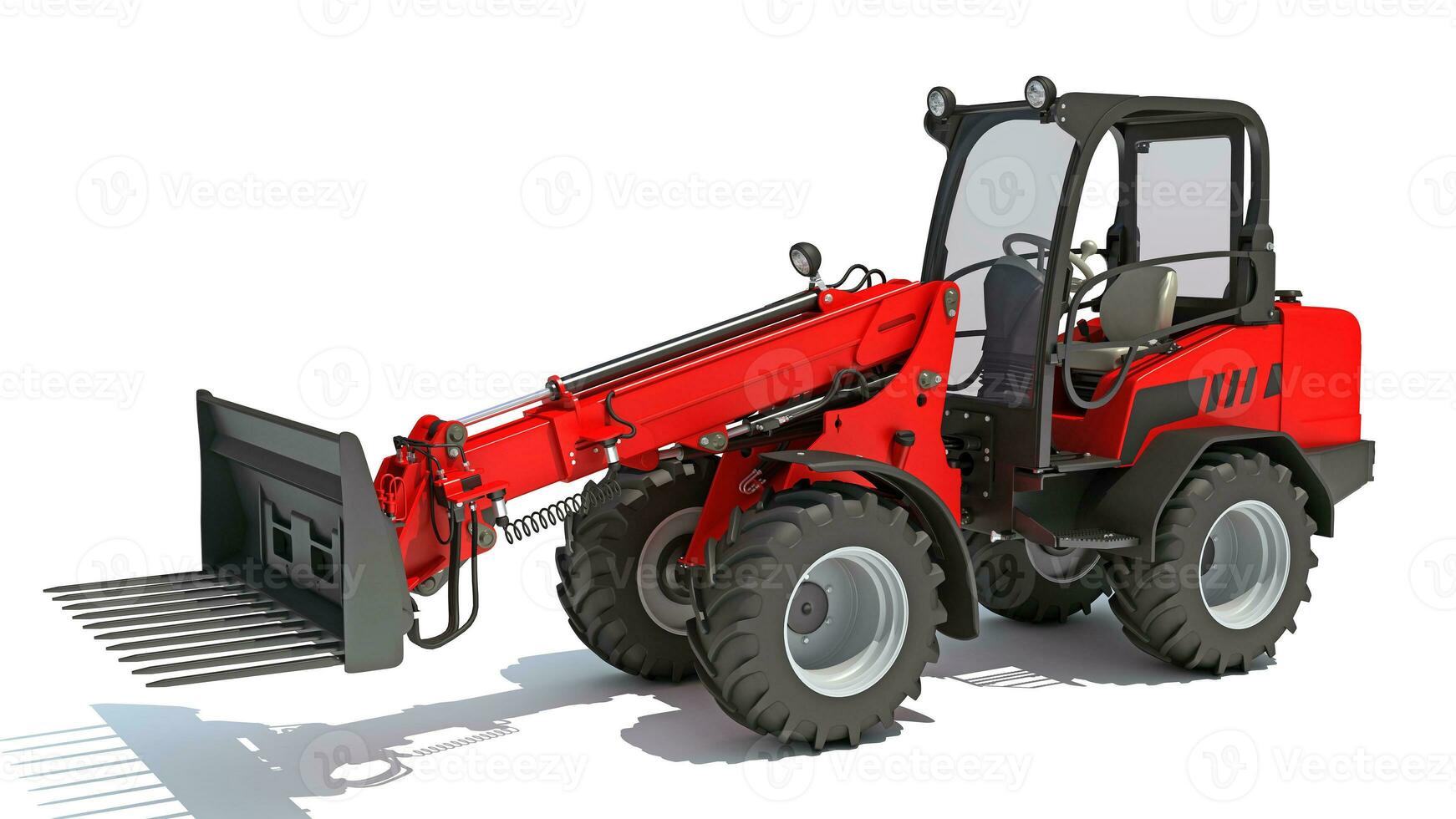 Telescopic Wheel Loader 3D rendering on white background photo