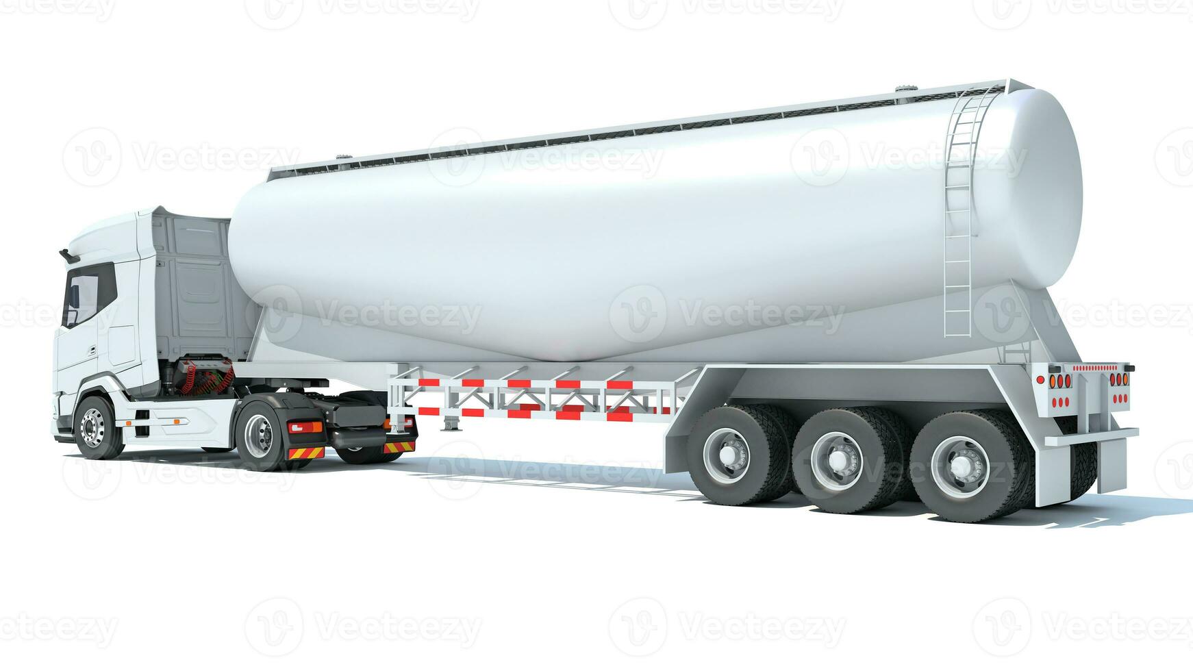 Heavy truck with tank trailer 3D rendering on white background photo