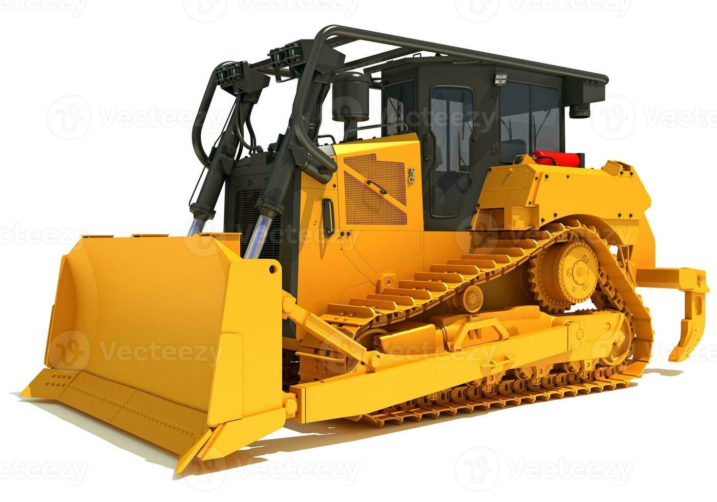 Tracked Dozer heavy construction machinery 3D rendering on white background photo