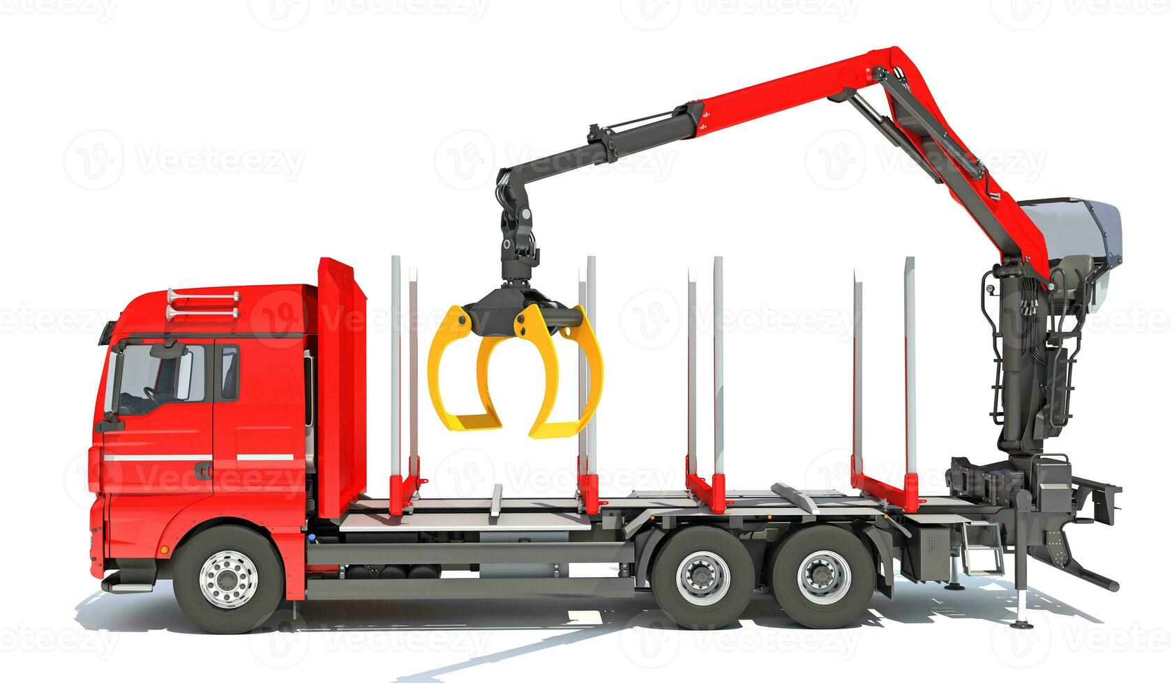 Forestry Logging Truck 3D rendering on white background photo