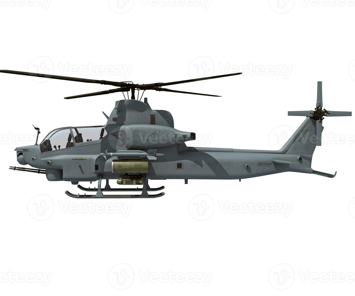 Military Helicopter 3D rendering on white background photo