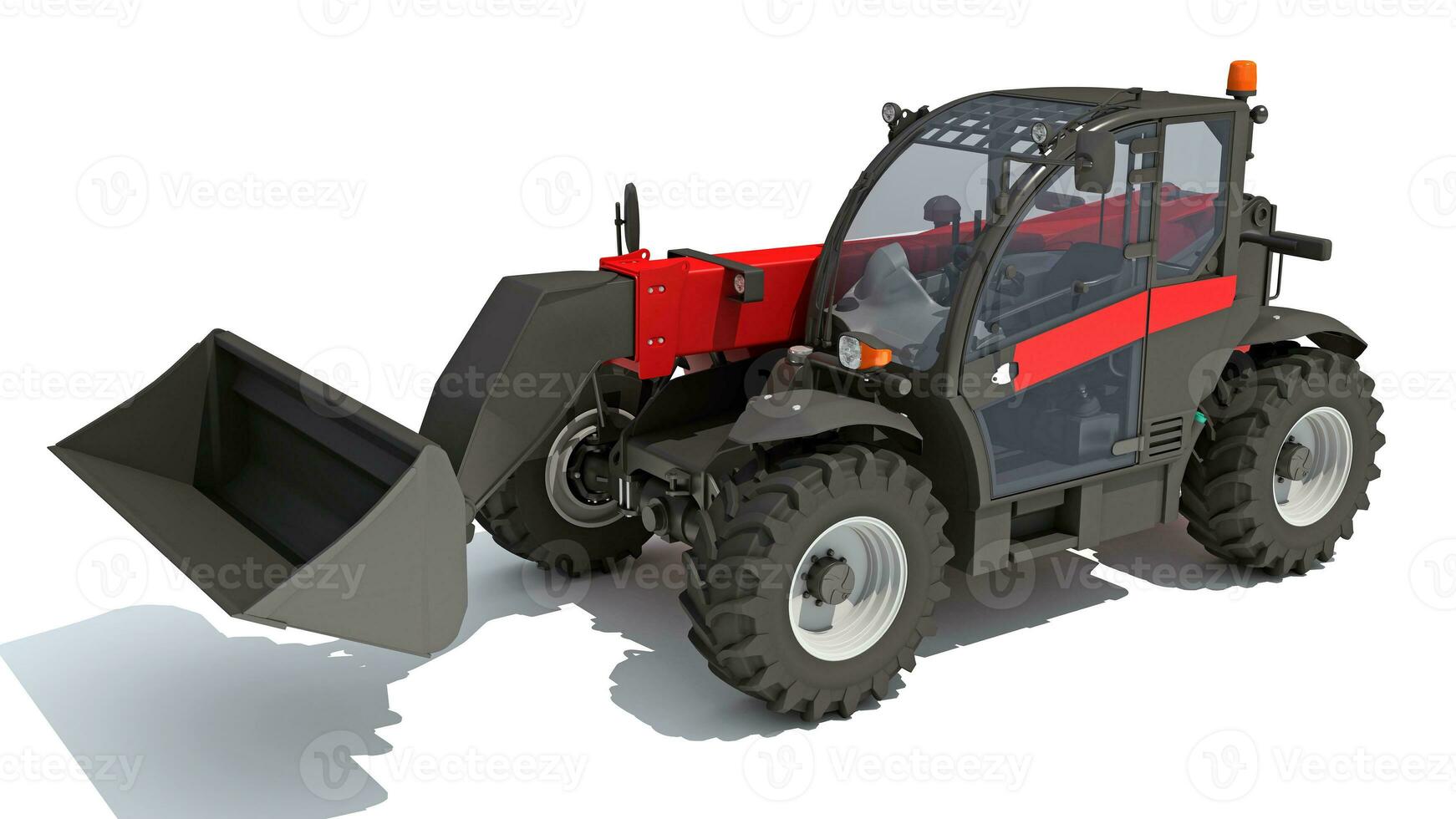 Telehandler heavy construction machinery 3D rendering on white background photo