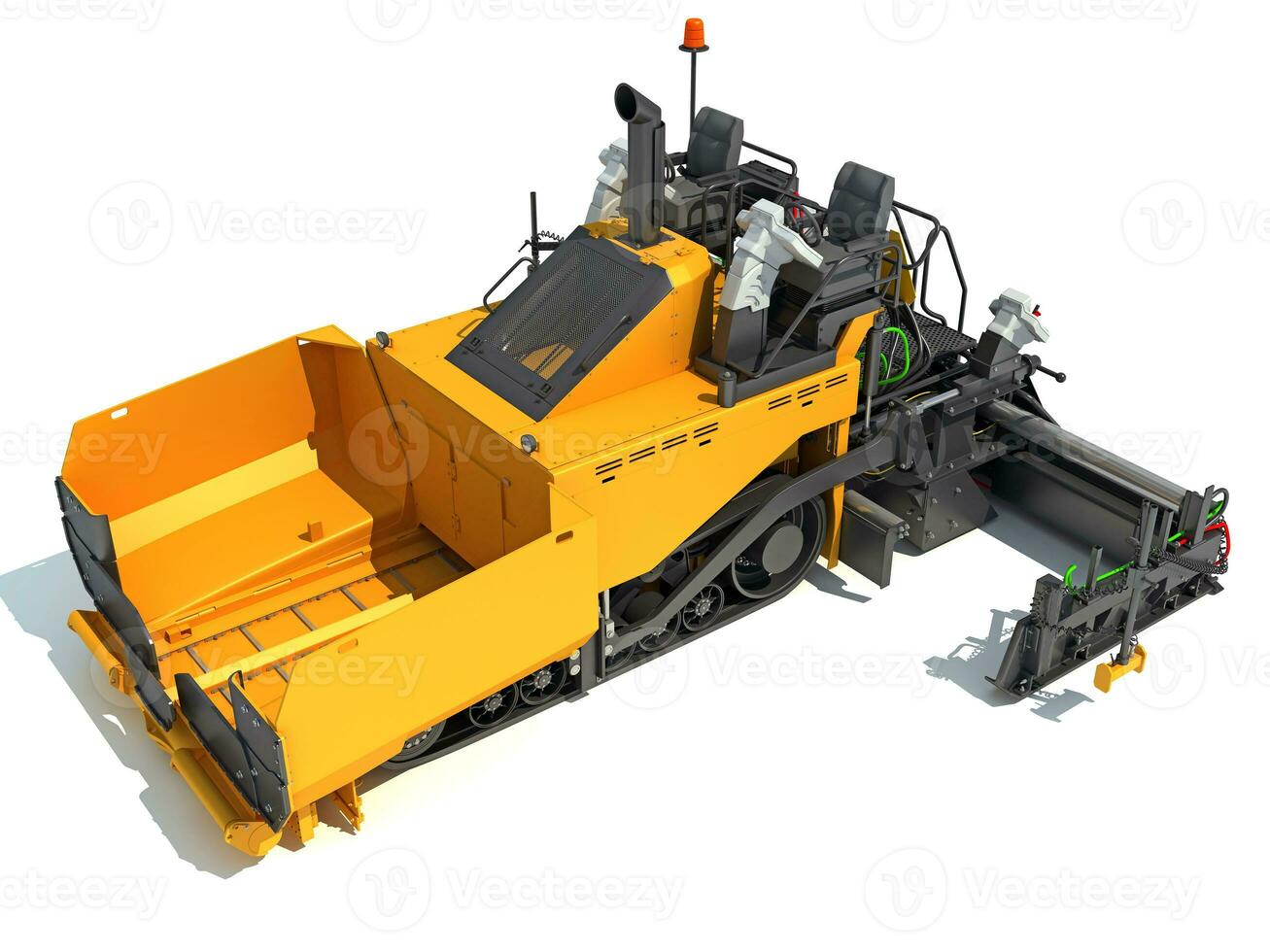 Asphalt Paver heavy construction machinery 3D rendering on white background photo