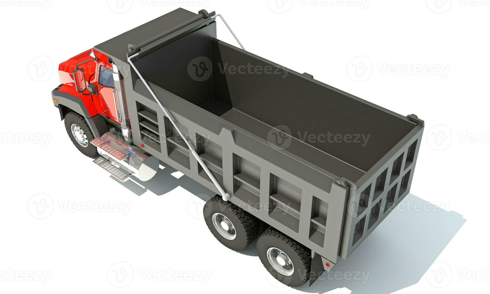 Dump Truck 3D rendering heavy construction machinery on white background photo