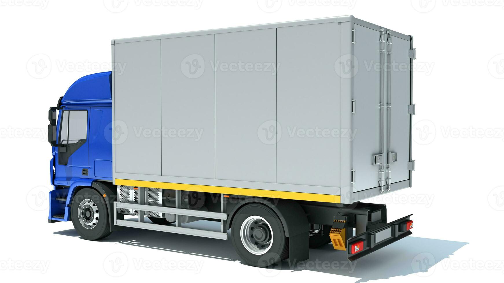 Transporter Box Truck 3D Rendering on White Background photo