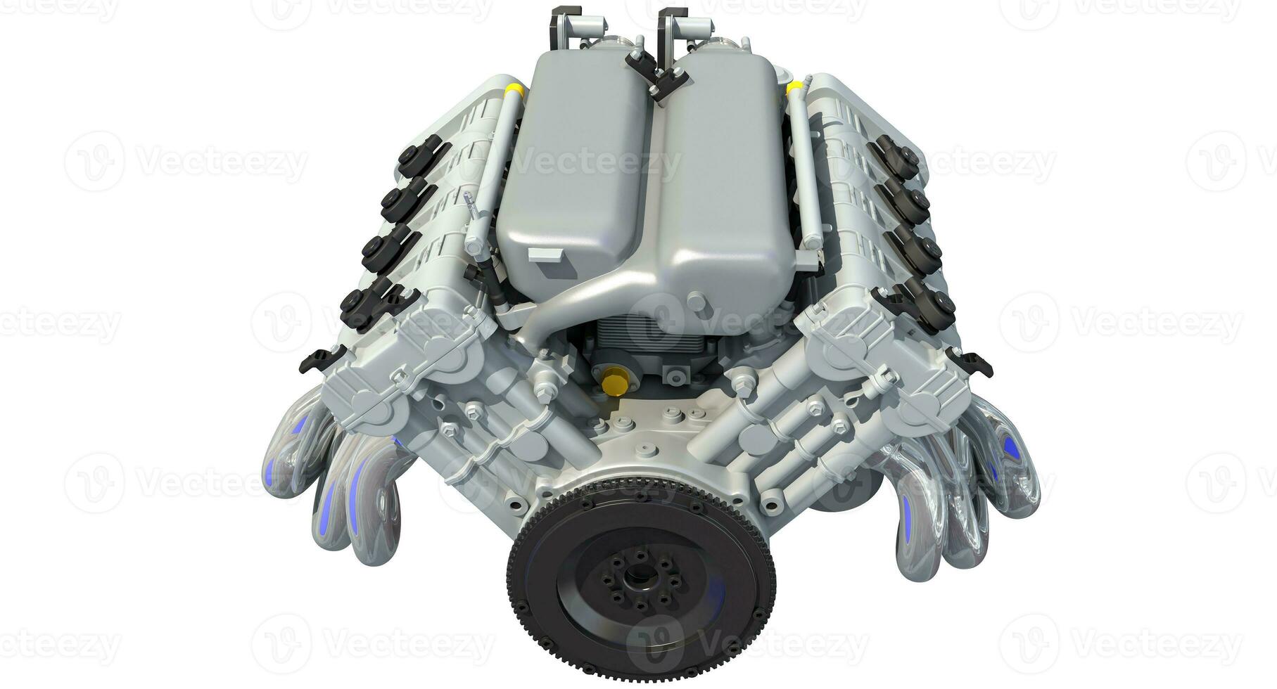 V8 Car Engine 3D rendering on white background photo