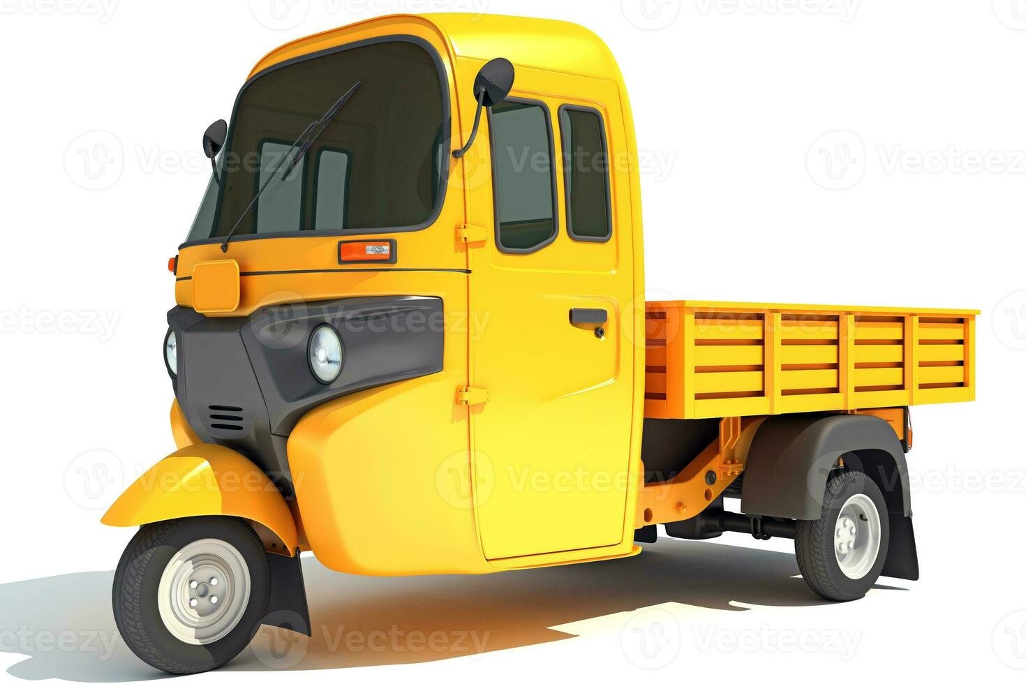 Mini Truck Pick Up Rickshaw 3D rendering on white background photo