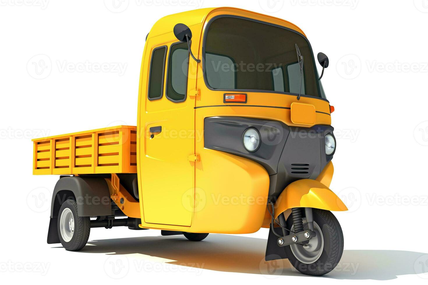 Mini Truck Pick Up Rickshaw 3D rendering on white background photo