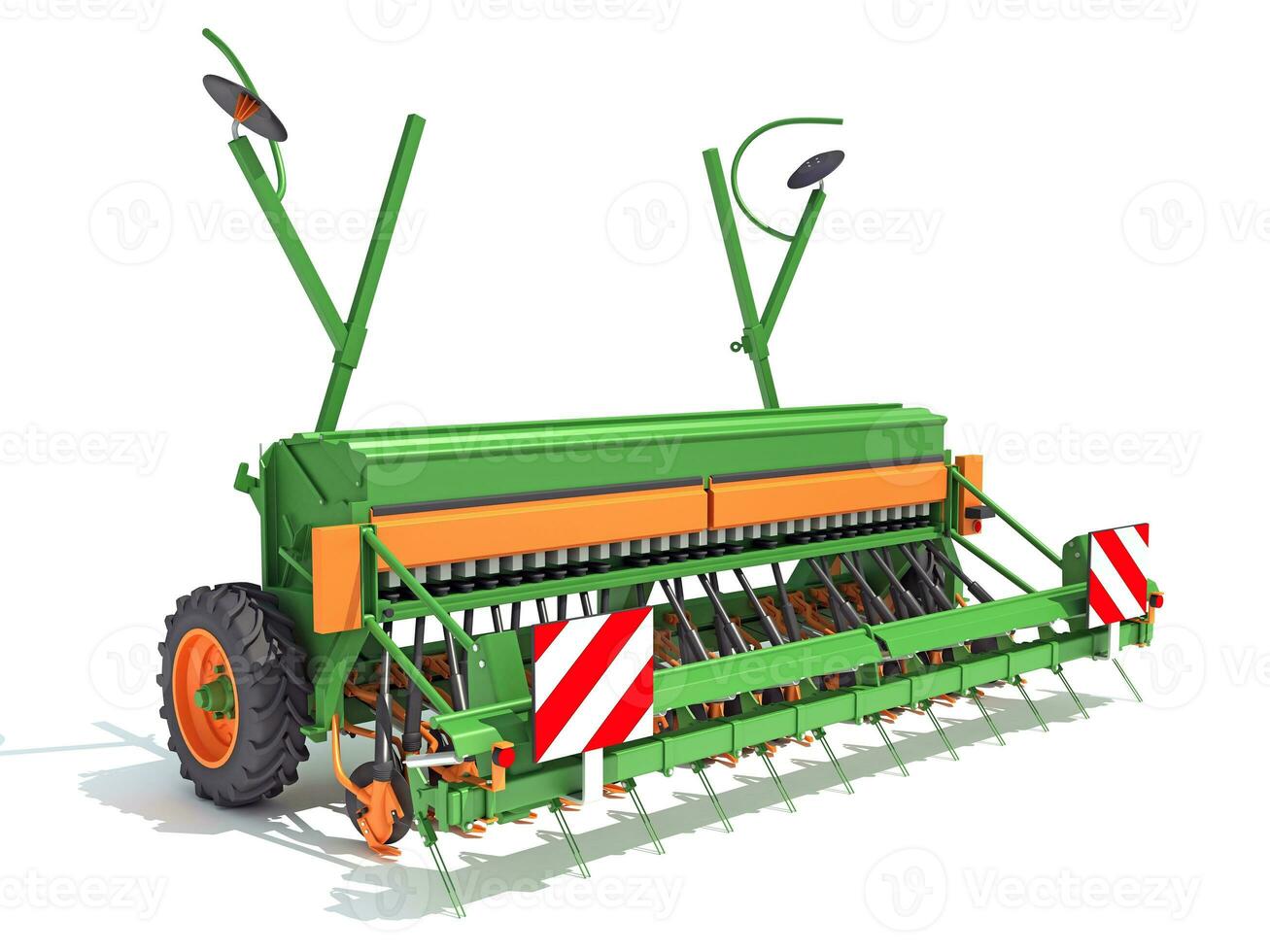 Seeder Planter drill Machine farm equipment 3D rendering on white background photo
