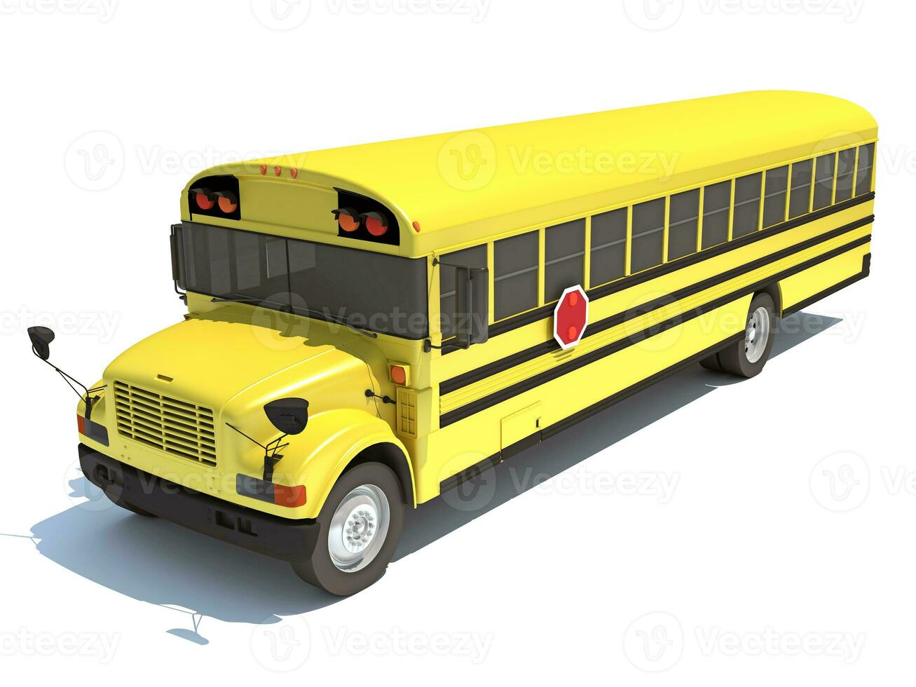 School Bus 3D rendering on white background photo