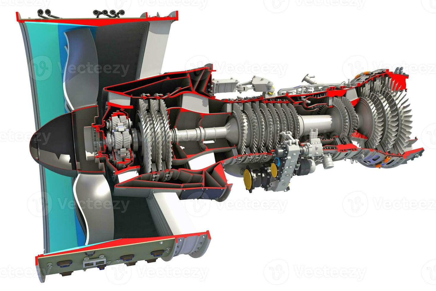 Cutaway Turbofan Aircraft Engine Sectioned 3D rendering photo