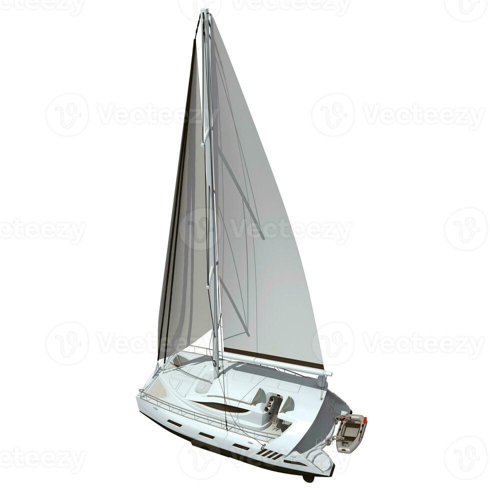 3D rendering of Sailing Yacht on white background photo